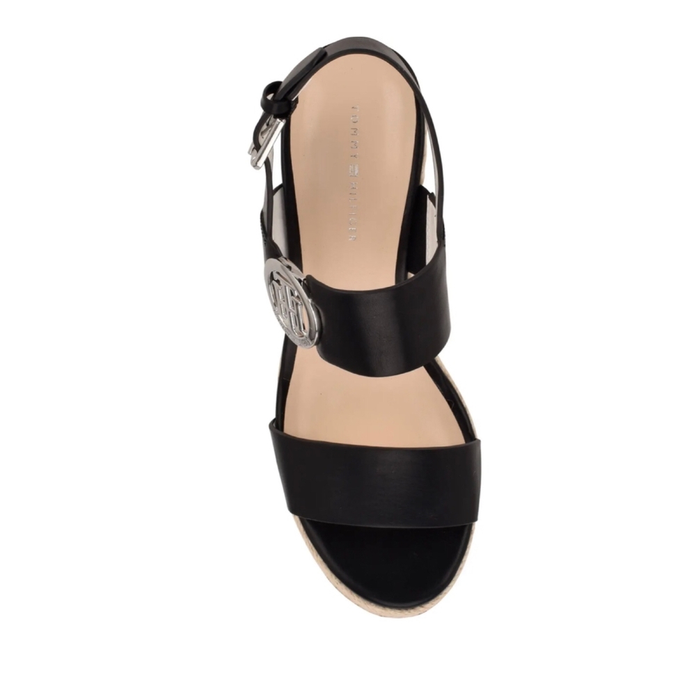 TOMMY HILFIGER Kahdy Black Espadrille Platform Sandals - Picture 8 of 13